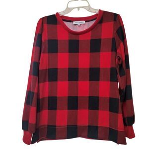 EMILY DANIELS Women's PL Buffalo Plaid Checker Sweater Fleece Work Office Career